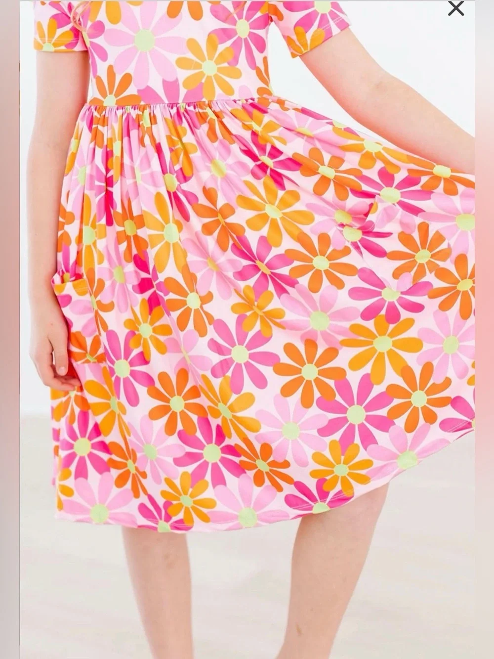 Mila & Rose RETRO DAISIES S/S POCKET TWIRL DRESS NWOT